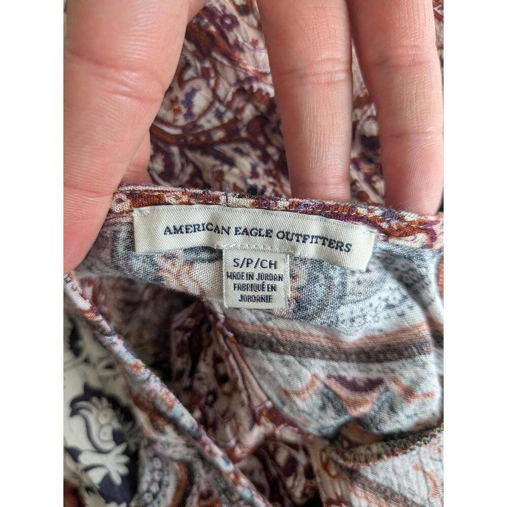 American Eagle Outfitters Dress Womens Small Brown Paisley High Neck Sleeveless - Picture 5 of 5